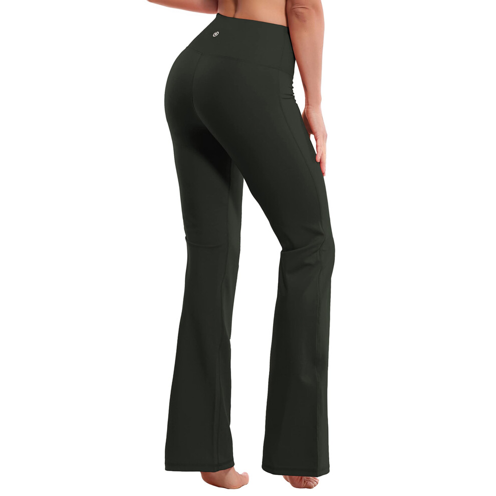 Bubblelime 2931333537 4 Stijlen Dames Hoge Taille Bootcut Yogabroek - Basic Nylon_Olivegray M-33 Binnenbeenlengte-image