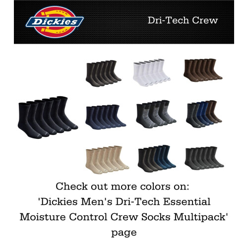 Dickies Men's Dri-tech Moisture Control Crew Socks Multipack  Black (6 2