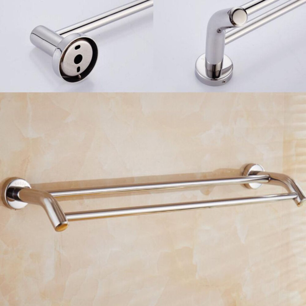 (50cm) Wall Mounted Double Towel Rack Hotel Rail Stainless Steel Bathroom 40/50/60cm