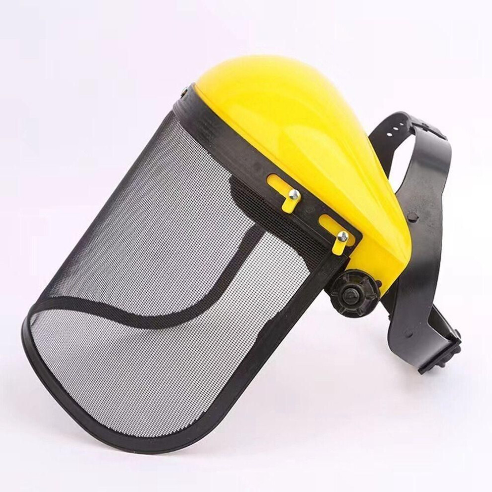 (yellow) Metal Mesh Chainsaw Helmet Adjustable Protective Mask New Mesh Face Shield  Landscape Work