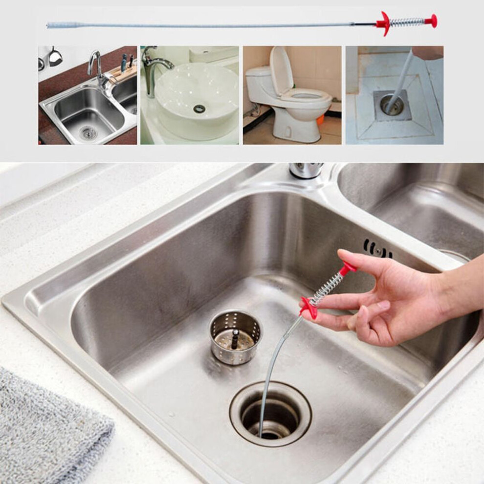 Cleaning Brush Bendable Spring Sewer Pipe Brush Bathroom Kitchen Floor Drain Dredge Device