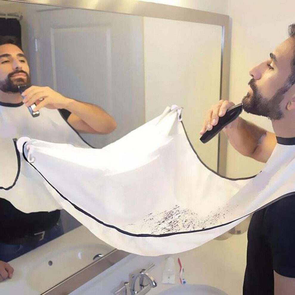(white) Apron For Shaving And Hair Cutting That Can Be Attached To The Mirror