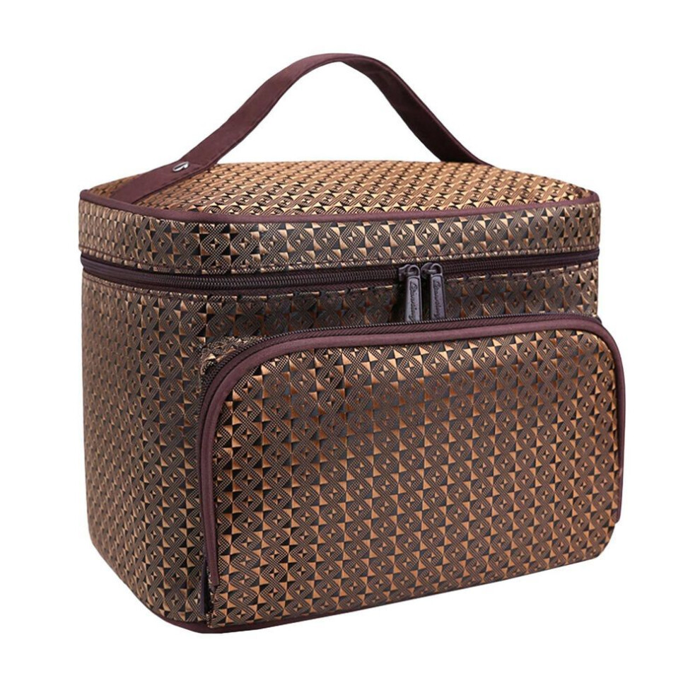 (gold, One Size) New Multi-function Travel Cosmetic Bag Large Capacity Portable Female Storage Bag Zipper Portable Wash Bag