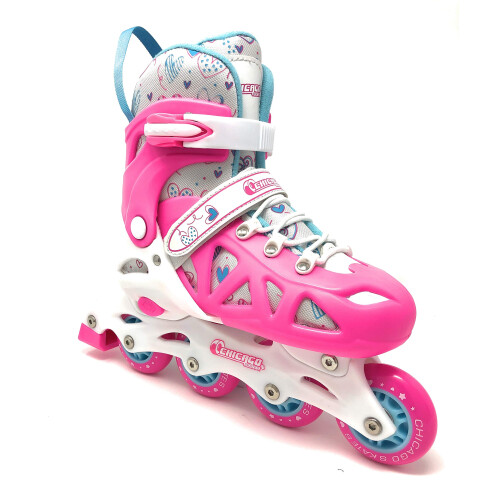 Chicago Skates Σετ Εκπαίδευσης Κοριτσιών Ρολοκ滑τά - Ροζ/Μωβ - Μεσαία Μεγέθη 1-4 2