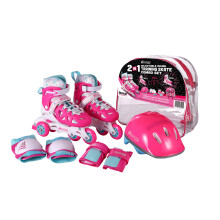 Chicago Skates Girls Inline Training Skate Combo Set - Pink/Purple - Medium Sizes 1-4