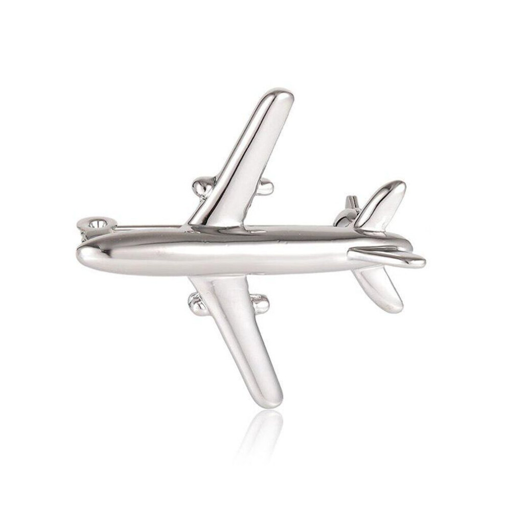 (silver) Blucome Fashion Plane Shape Brooch Badge Good Quality Metal Aircraft Sweater Corsage Women Men Brooches Lapel Decoration Gifts