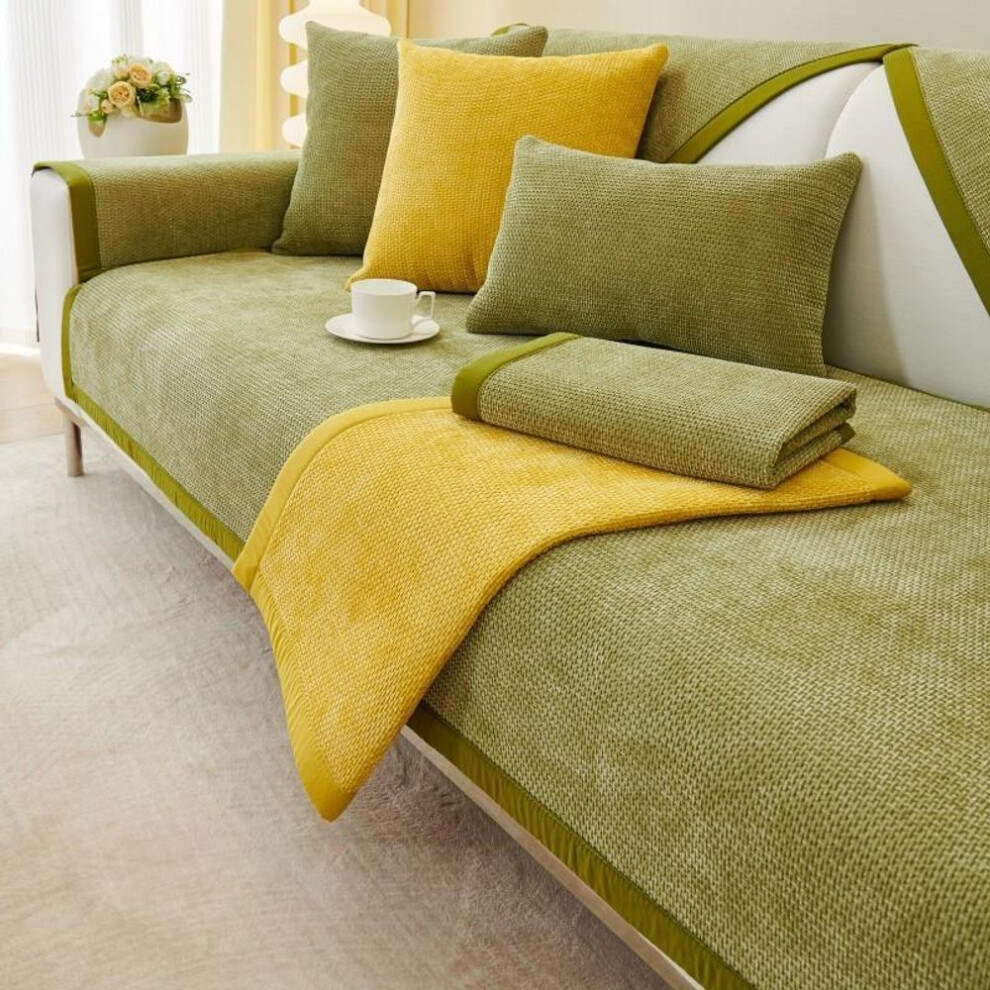 (green, 70x180cm 1pcs) Chenille Sofa Cushion Four Seasons Universal Sofa Protector Mat Cover Towel Anti-slip Couch Cushion Carpet For Living Room Decor