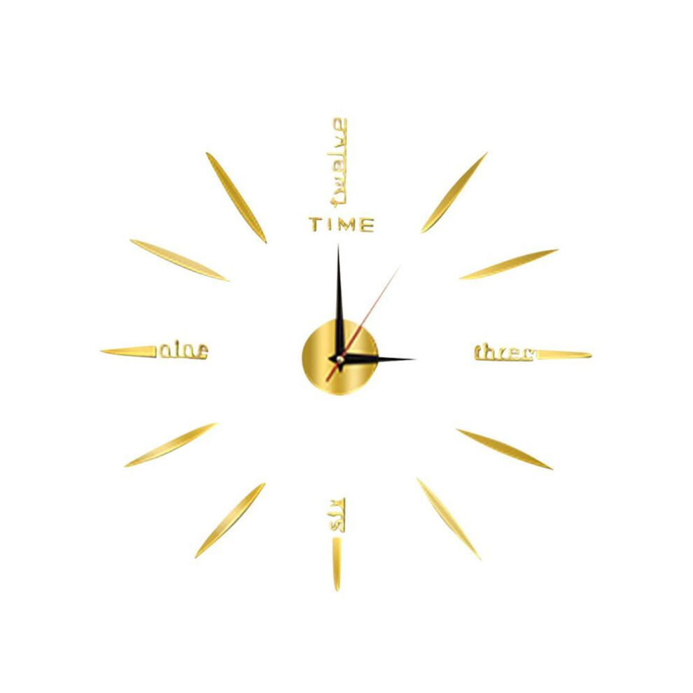 (gold, One Size) Frameless Diy Wall Clock Acrylic Mirror Wall Clock Decor Sticker Digital Clock Home Diy Clock Kit 40cm