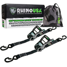 Correas de amarre con trinquete autotensables Rhino USA (paquete de 2, 4 cm x 2,4 m): correa de carga patentada de alta resistencia que mantiene la te