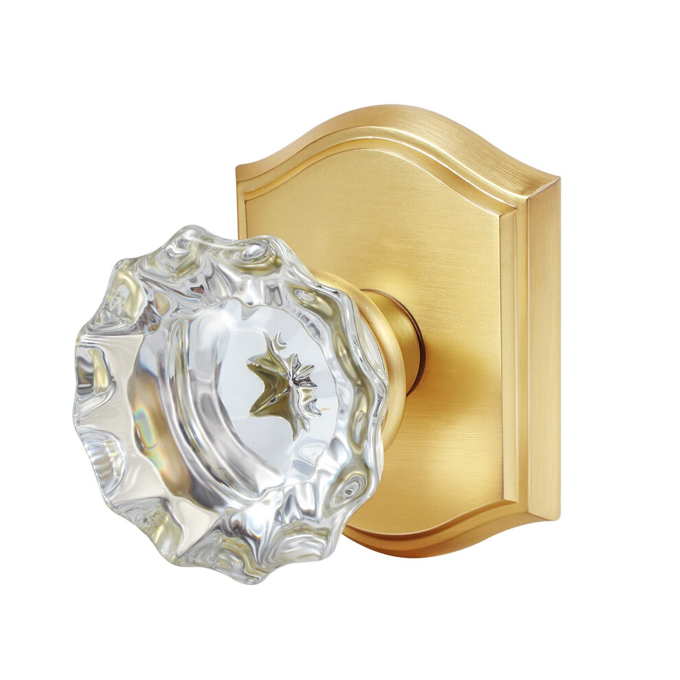 Clctk Antique Crystal Door Knobs Interior, Passage Hall And Closet Door Knobs, Satin Brass 653858390603