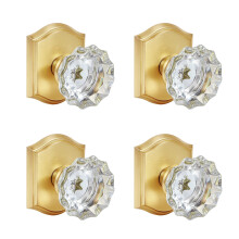 cLcTK 4 Pack crystal glass Dummy Door Knob, Single Side Dummy Door Knob Set for Interior Doors, Satin Brass