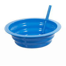 Bol ? c?r?ales Sip-A-Bowl avec paille int?gr?e - les couleurs varient - Quantit? : 1 (vert, rose ou bleu)