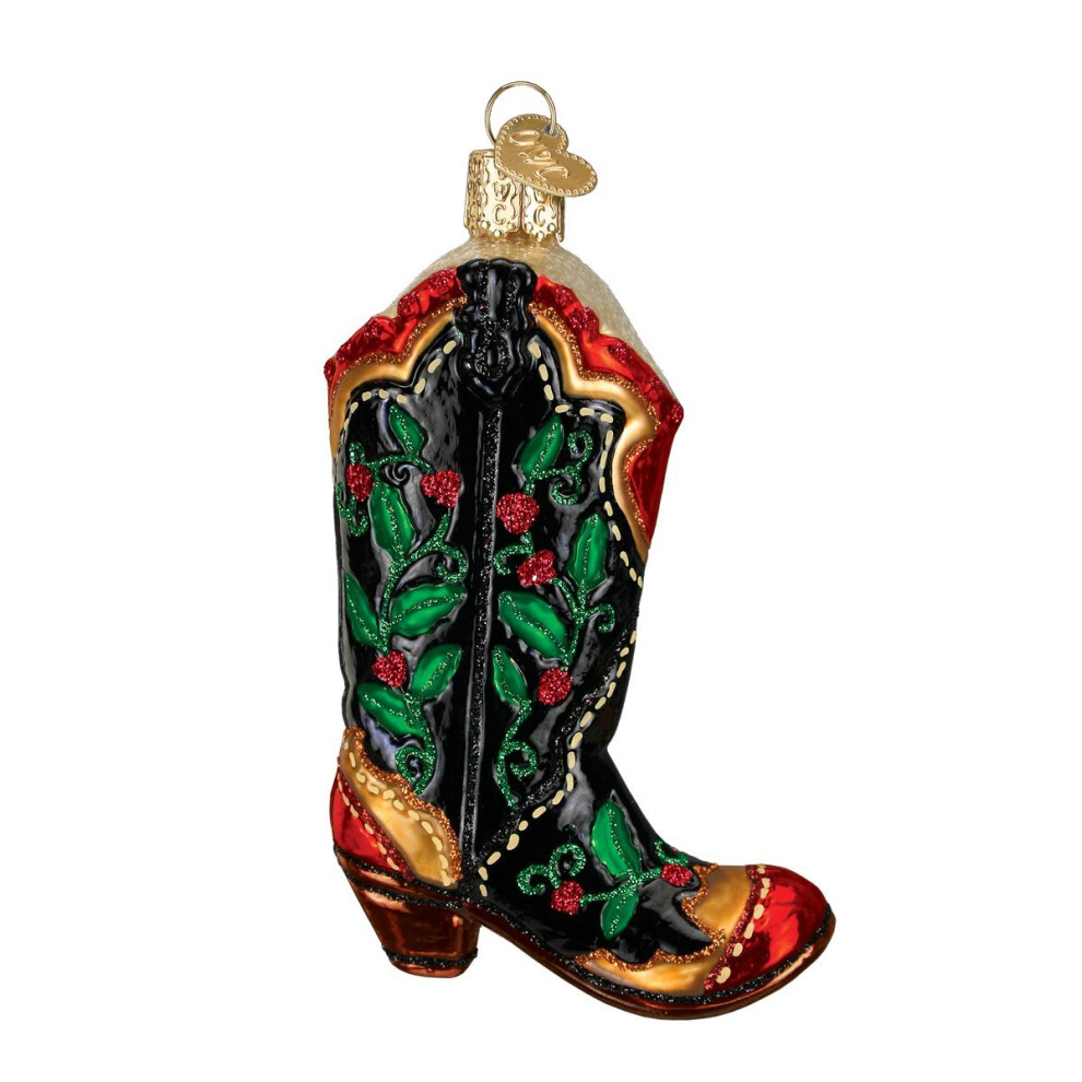 Ozdoby Swiateczne Old World: Kowbajna Kolekcja Pioneer Glass Glown Ornaments For Christmase Tree Holly Berry Cowboy Bot-image