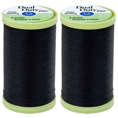 2-Pack Bundle coats & clark Dual Duty Plus Hand Quilting Thread 325yds Black s960-0900