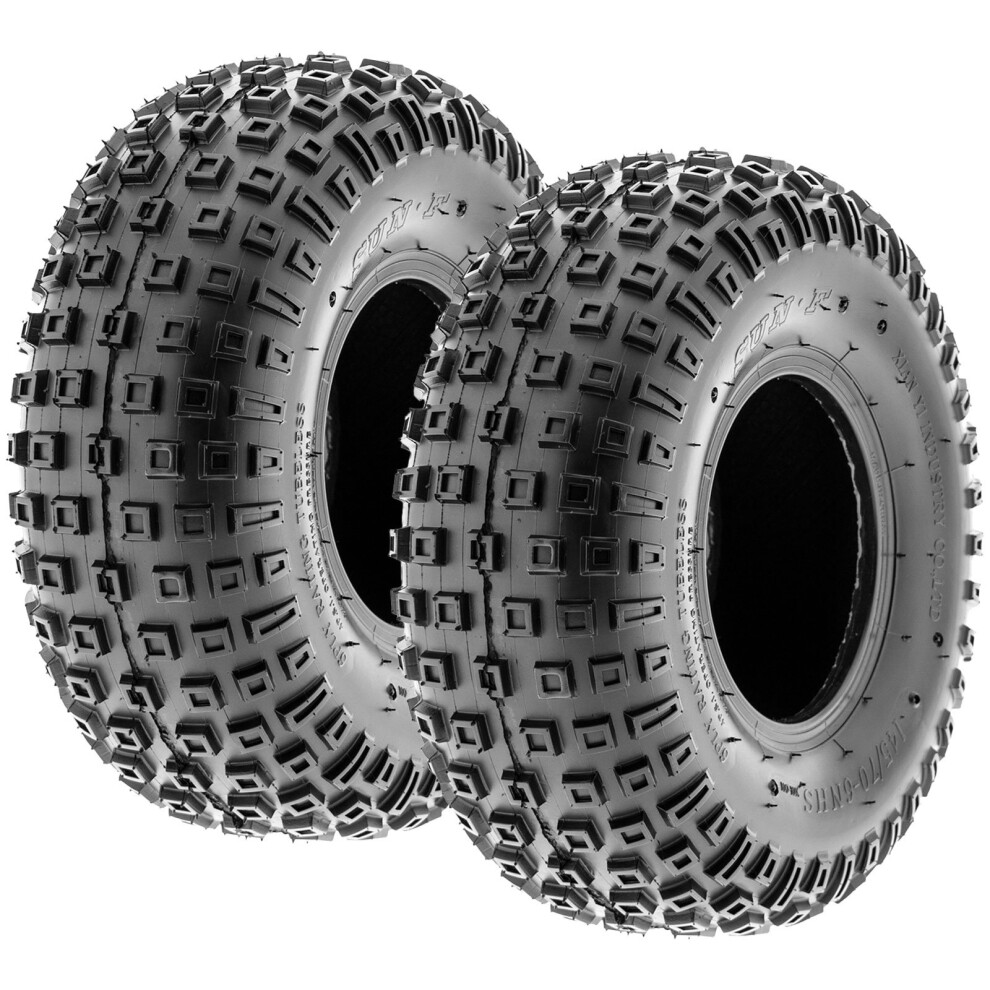 Pair Of 2 Sunf A011 Xc Sport 145/70-6 (14X6-6) Atv Go-Kart Knobby Tires, 6 Pr, Tubeless 842915180213