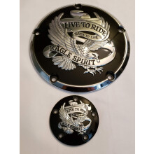 Gloss Black Live to Ride Derby Cover och Ignition Timing Cover Combo fr Harley Twin Cam 1999-20