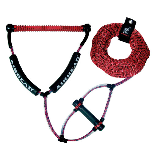 Airhead Trick Handle Wakeboard Rope  4 Sections  75-Feet  Red