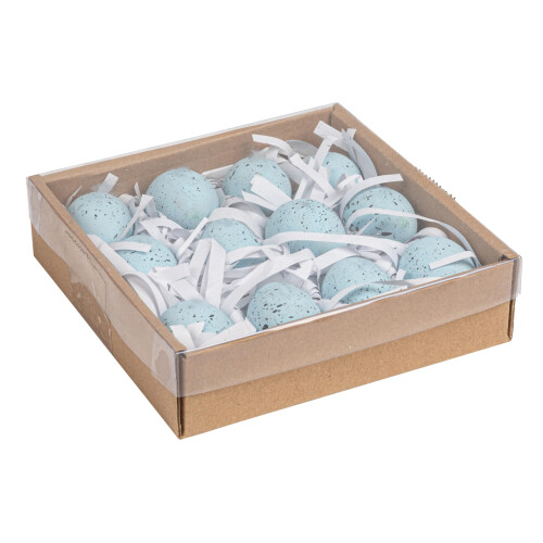 Creative Co-Op Boxed Set of 12 Blue Speckled Ceramic Robin Eggs