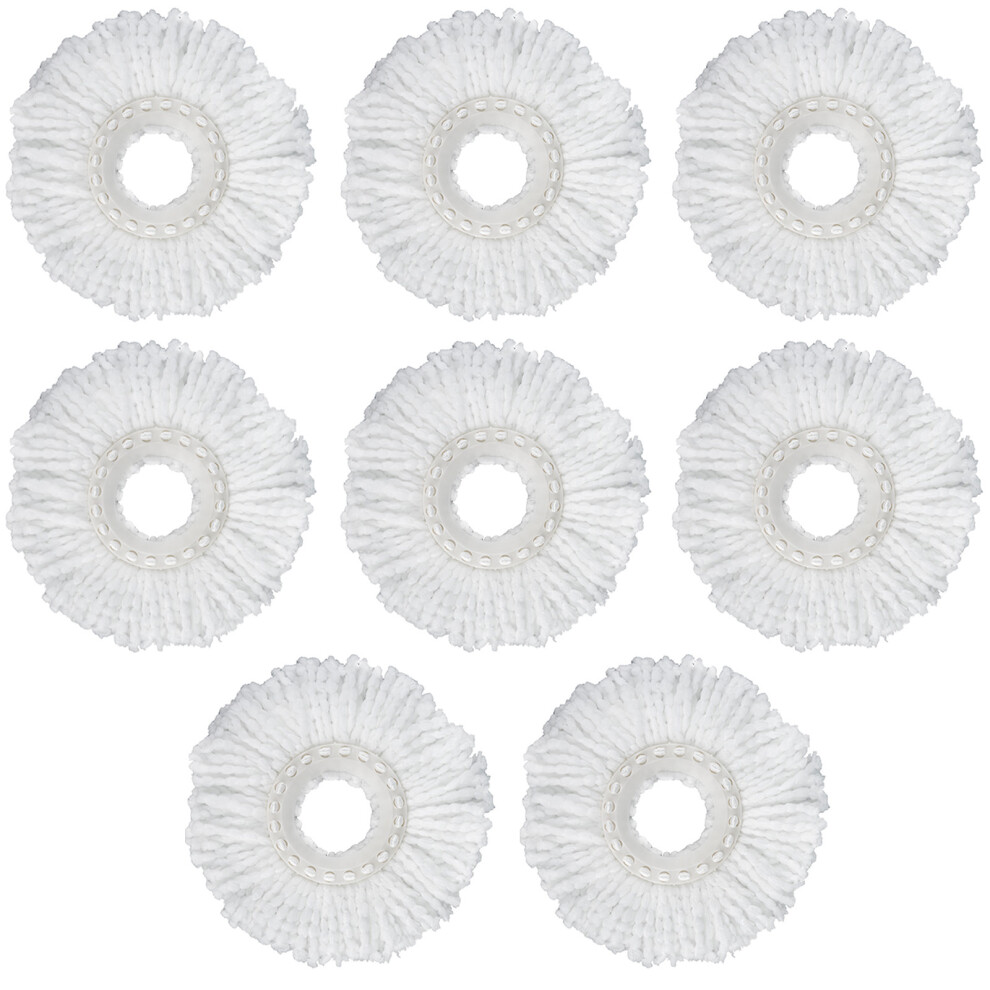 (8 X Mop Heads) 2-8 SPIN MOP AND BUCKET 360° Replacement Mop Head Microfibre