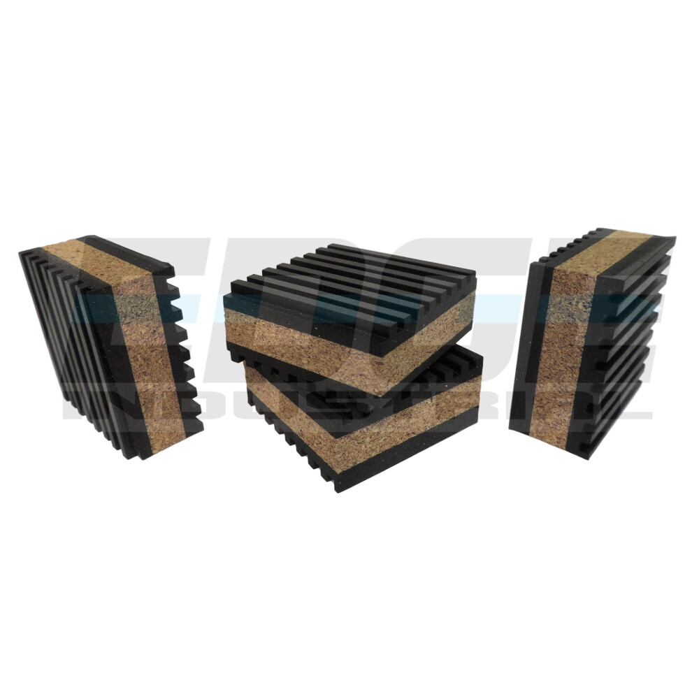 Anti-Vibratie-Isolatiepads 2"" X 2"" X 7/8"" Geribbeld Rubber Met Kurken Midden Trillingsdemping Hoeveelheid 4-image