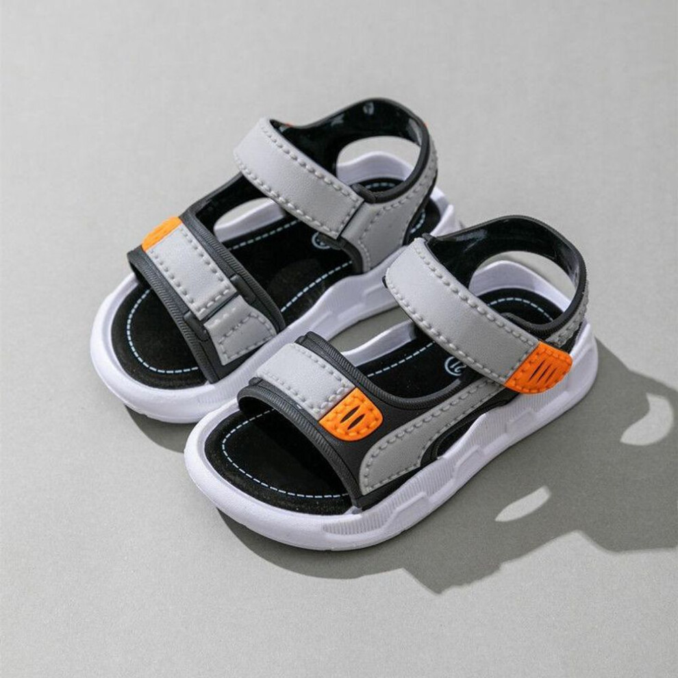 (grey, 29(Insole 18.5cm)) Children&apos;s Summer Boys Leather Sandals Baby Shoes Kids Flat Child Beach Shoes Sports Soft Non-slip Casual Toddler Sandals