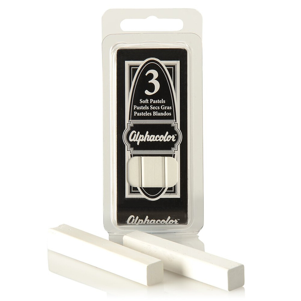 Derwent Alphacolor Round Soft Pastels  White  3 Pastels per Pack (105W)