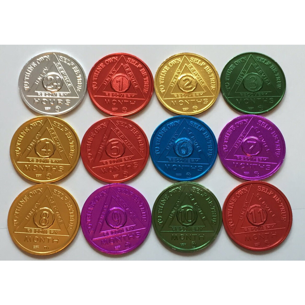 Lot de 12 m?daillons/pi?ces de monnaie de r?cup?ration AA BSP 24 heures-11 mois comm?moratives