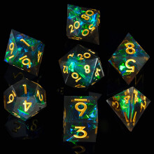 DND-Wrfel-Set, handgefertigt, 7 Zubehrteile, scharfkantige Wrfel fr Dungeons and Dragons, TTRPG-Spiele, mehrseitiges RPG, polyedrisches Harz, sch