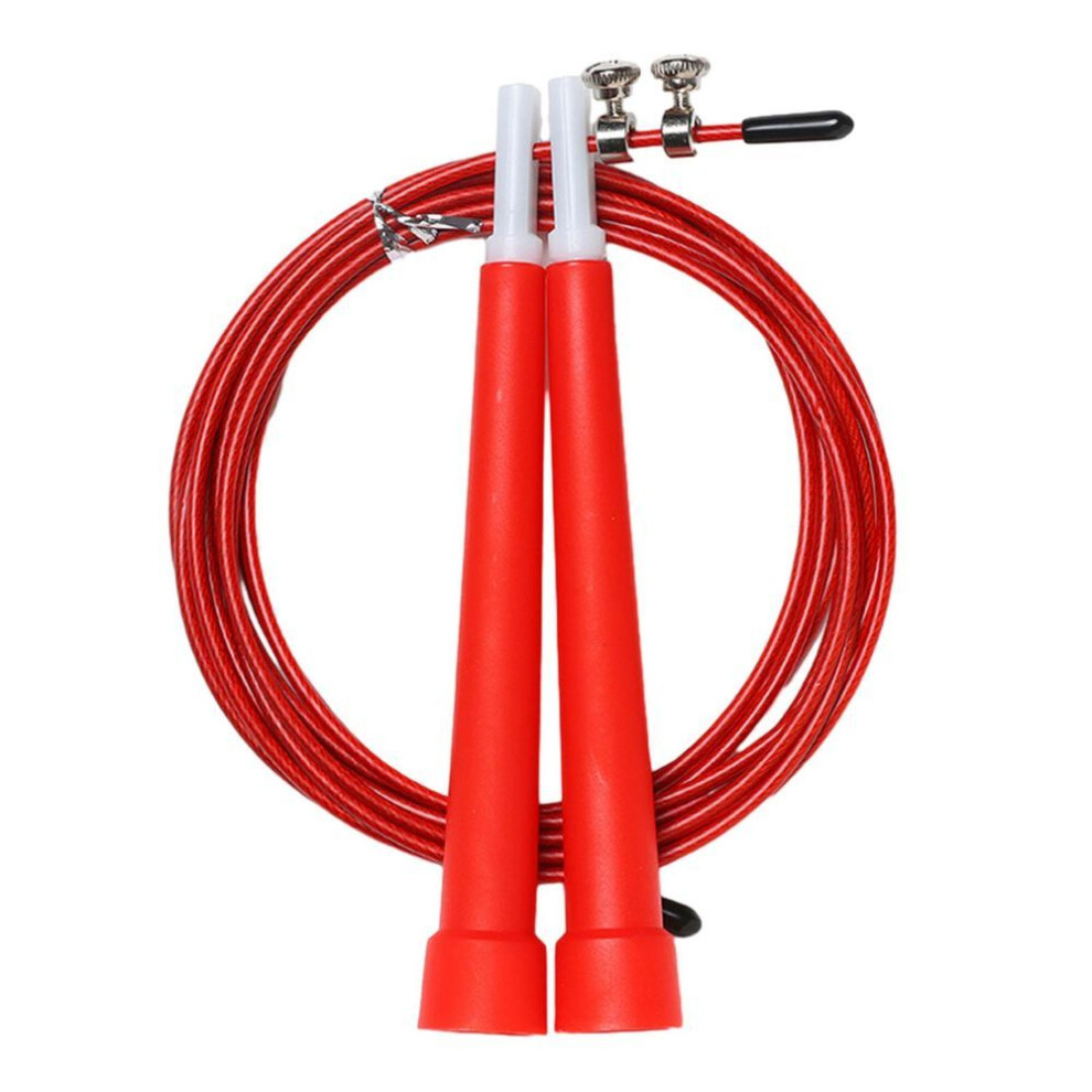 (red) 1 Set Steel Wire Jump Rope with Ergonomic Handle Weighted Adjustable Fitness Rope Skipping Workout Equipment for Kids Adults
