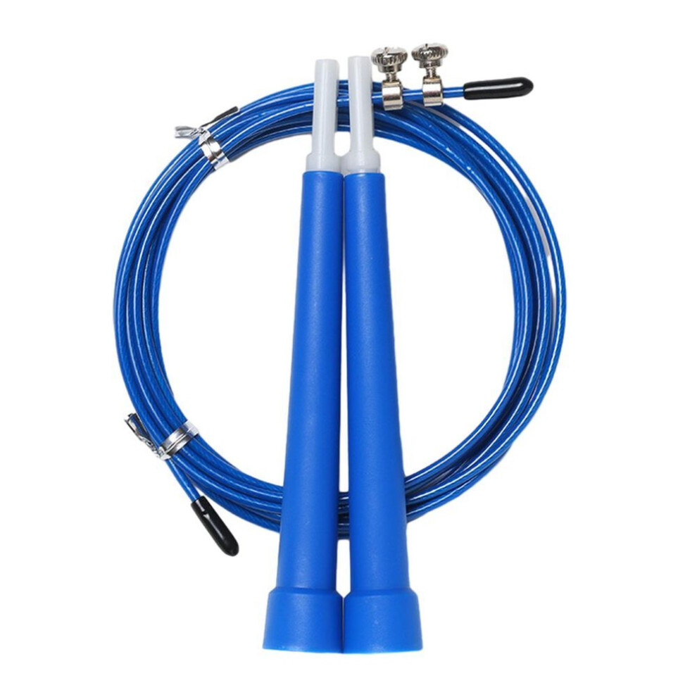 (blue) 1 Set Steel Wire Jump Rope With Ergonomic Handle Weighted Adjustable Fitness Rope Skipping Workout Equipment For Kids Adults