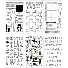 Sundheds- og fitness -tidsskrift Stencil Set - Specialdesignede forsyninger til Bullet Dot Journal Tr?ningsplanl?ggere med DIY -skabeloner til at