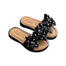 (black, 34) Kids Girls Summer Beach SlippersToddlers Dots Bow Open Toe Slide Slippers Nonslip Cross Slippers with Bowknot for Kids