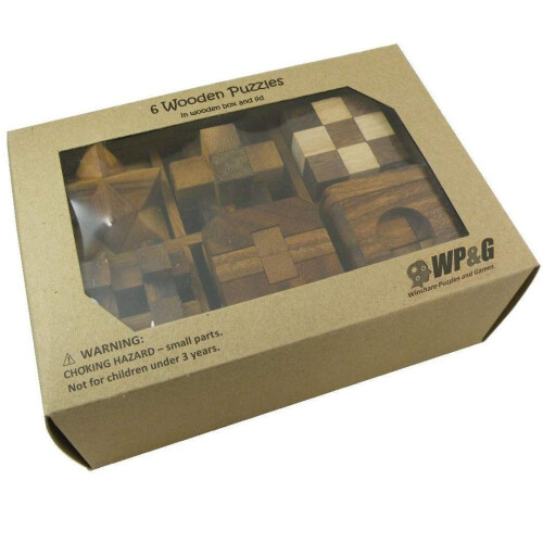 Geschenkset mit 6 Holzpuzzles in einer Holzbox  einzigartige 3D-IQ-Puzzles 2