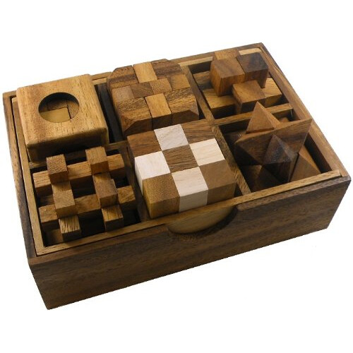 Geschenkset mit 6 Holzpuzzles in einer Holzbox  einzigartige 3D-IQ-Puzzles 1