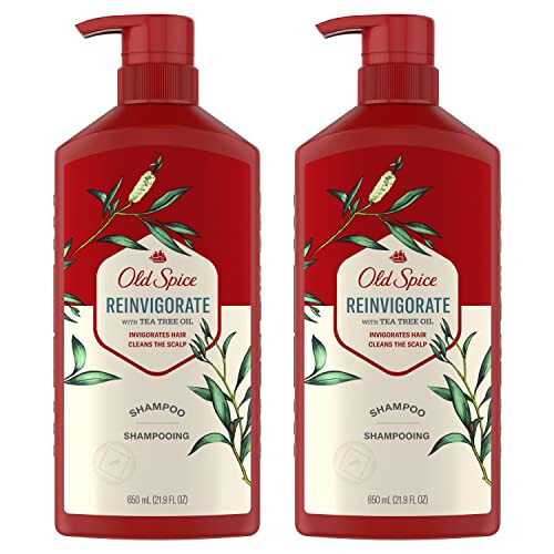 Old Spice Σαμπουάν Τσάι Δέντρου για Άνδρες, Δροσιστικό Σαμπουάν 21.9 Oz, Δίδυμο Πακέτο