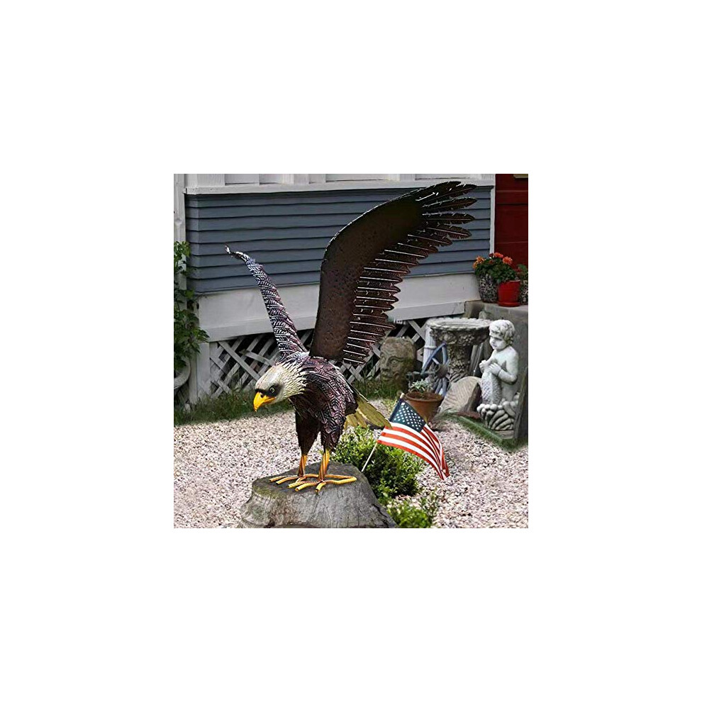 Chissa Bald Eagle Statue Outdoor Garden Sculpture Metal Yard Art Lawn Decoration