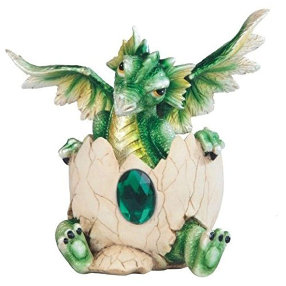 Stealstreet SS-G-71471 Figurine En Coquille D'?Uf De B?B? Dragon Vert Fonc? Avec Gemme 5""-image
