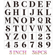 Plantillas de letras de 5 pulgadas para pintar sobre madera, 36 plantillas de letras, alfabeto y n meros para madera, letreros de pared, puertas,