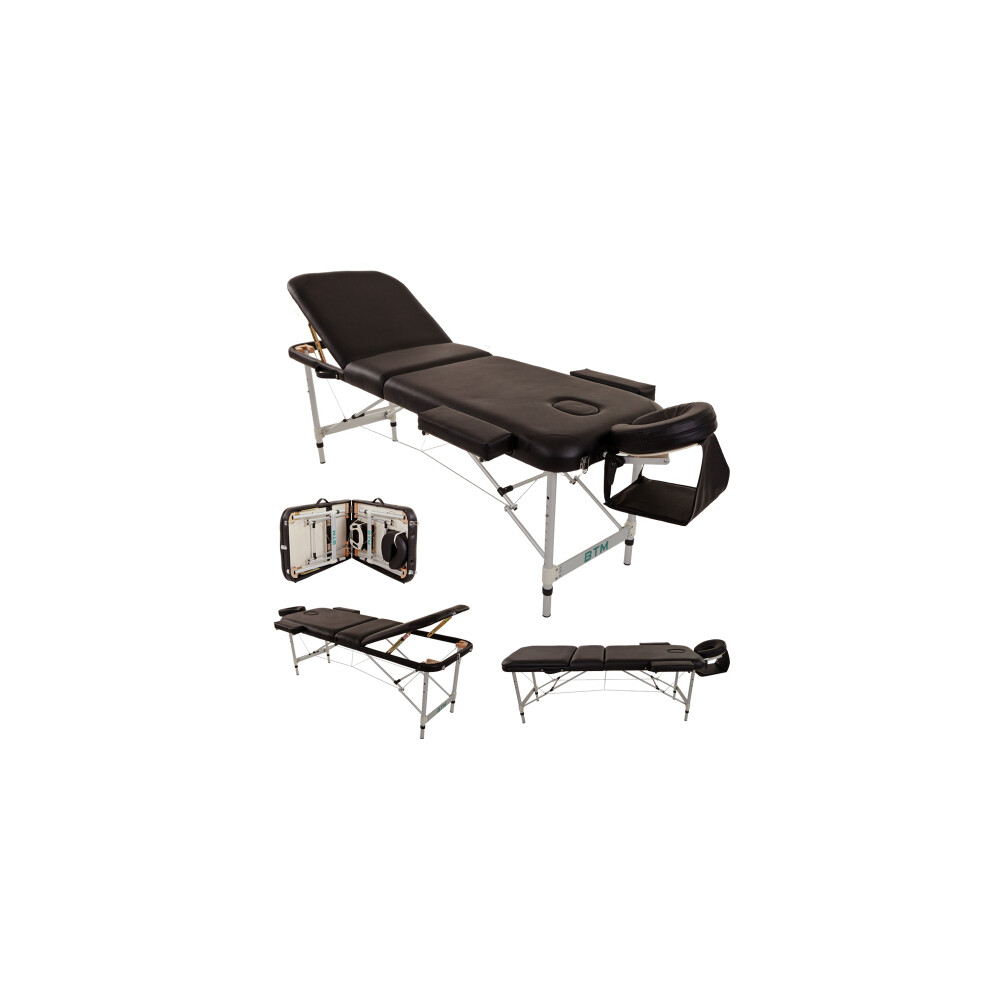 (Black) Portable Folded Massage Table Aluminium Couch Bed
