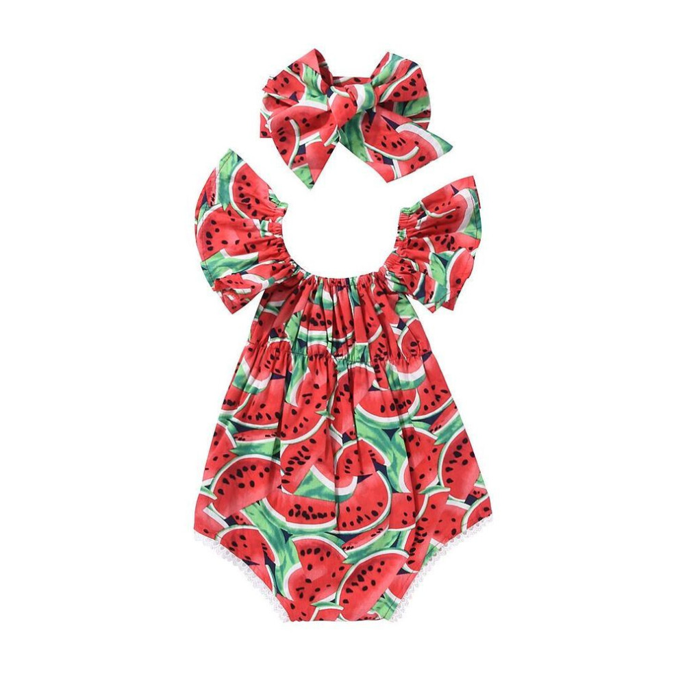 (red, 6-12m) Fashion Cute Toddler Newborn Baby Girls Romper Watermelon Clothes Jumpsuit Bodysuit Outfits