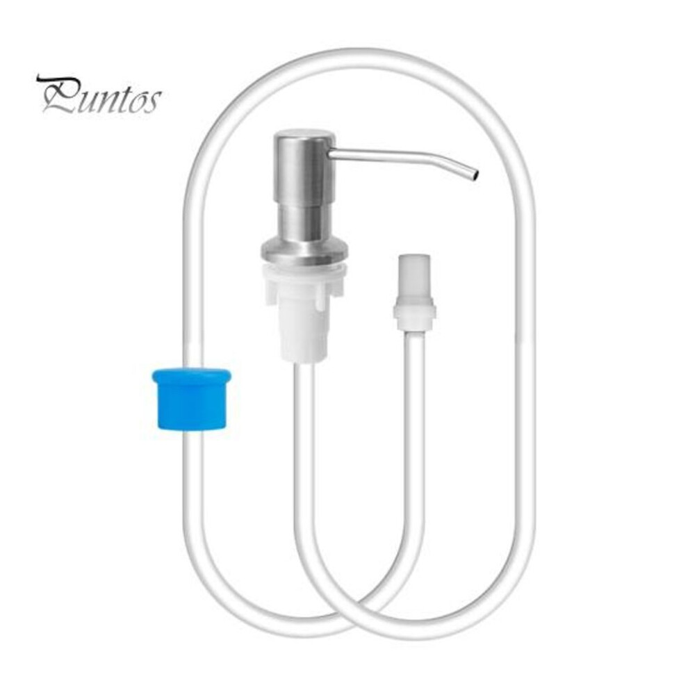 (silver) Stainless Steel Sink Soap Dispenser With 100cm Extension Tube Press Kitchen Countertop Built-in Sink Dishwashing Liquid Soap Dispensing Pump Head