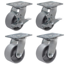 Syration Heavy Duty Caster Steel Cast Iron Wheel Tool Box og Workbench Swivel Caster 3000 lb kapacitet (4 tommer 2Brakes & 2Swivel)