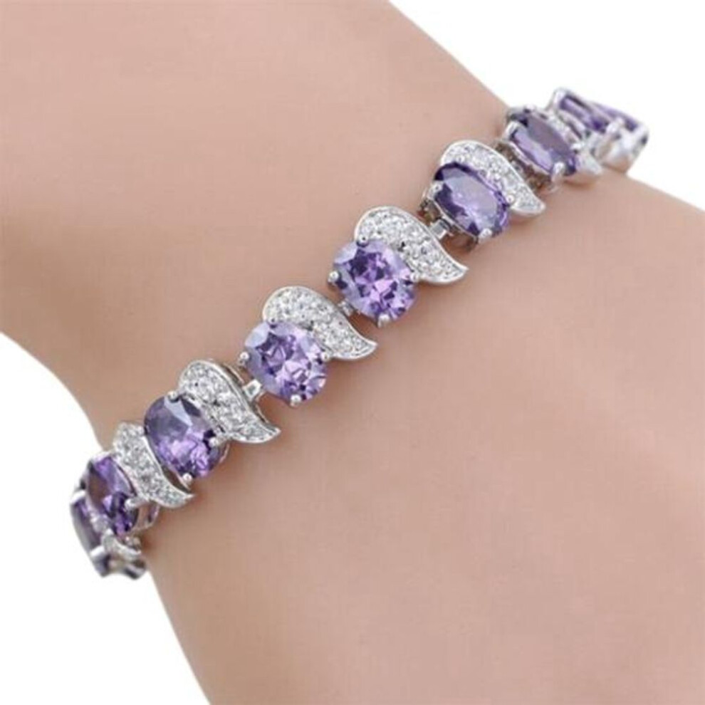 (purple) Girls Bracelet Adjustable Gift Dainty Good-looking Sparkling Red Rhinestone Female Bracelet Jewelry Accessories