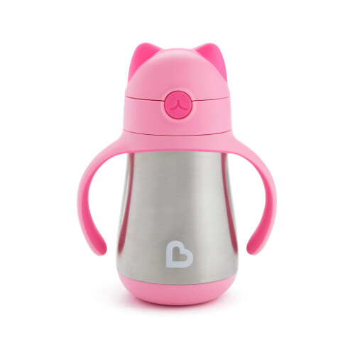Munchkin Cool Cat Mugg för Småbarn, Rostfritt Stål, 8 Unc, Rosa