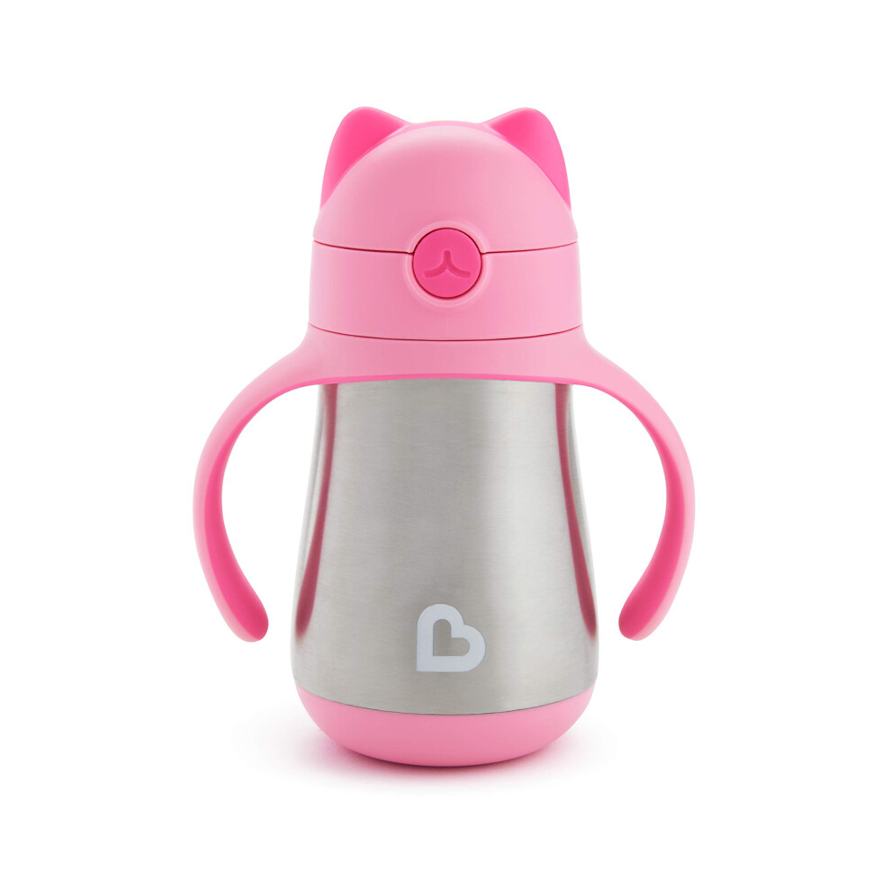 Munchkin Cool Cat Toddler Sippy Cup with Straw Cup, 8 Ounce, Stainle