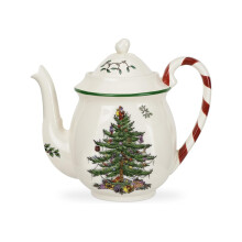 Chaleira Spode Christmas Tree Candy Cane | Grande com Tampa para Bebidas Quentes, Chá, Café, Chocolate Quente | Design de Árvore de Natal