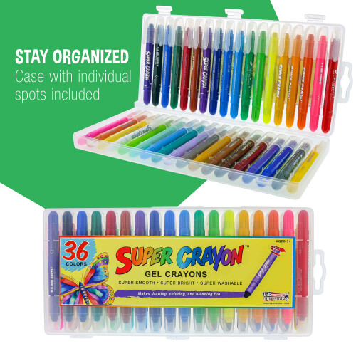 U.S. Art Supply Σουπερ Κραγιόν Σετ 36 Χρωμάτων - Λαμπερά, Αναμειγνύομενα και Πλενόμενα 2