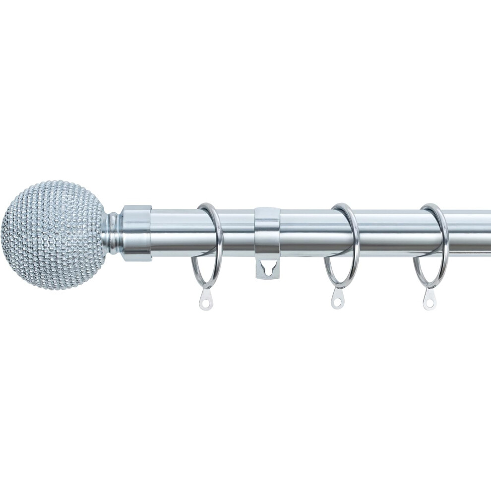 (Nickel, 180cm - 340cm, 71" to 134" Approx) A.Unique Home Beaded Ball Metal Extendable Curtain Pole with Rings and Fittings, In a Variety of Colours and Sizes