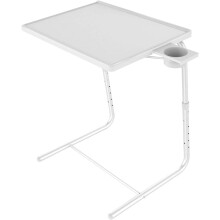 Justerbar tv -bakkebord - TV -middagsbakke p? sengen og sofa Komfortabelt foldningsbord med 6 h?jde og 3 Tiltvinkeljusteringer (hvid)
