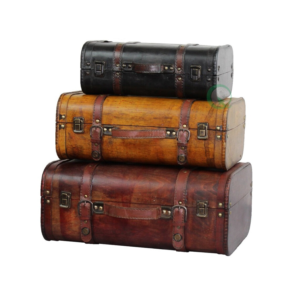 Valise/coffre de style vintage 3 couleurs Vintiquewise QI003068.3, lot de 3